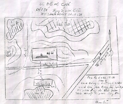 Tìm thấy sơ đồ an táng liệt sĩ Nguyễn Như Cầm