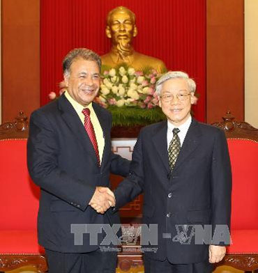 Tổng bí thư Nguyễn Phú Trọng tiếp Tổng bí thư Đảng Lao động Mê-hi-cô