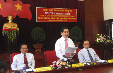 Chủ tịch nước Nguyễn Minh Triết: Đắk Nông phải biết vượt lên chính mình 