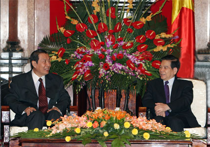 Chủ tịch nước Nguyễn Minh Triết tiếp Chủ nhiệm Văn phòng Chủ tịch nước Lào