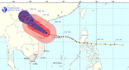 Sức gió vùng tâm bão tại các tỉnh từ Hải Phòng đến Nghệ An mạnh cấp 8, cấp 9