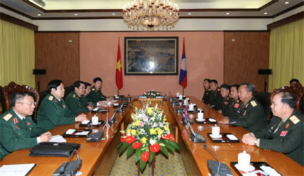 Đại tướng Phùng Quang Thanh tiếp Đoàn đại biểu Bộ Quốc phòng Lào