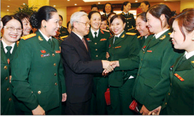 Tổng bí thư Nguyễn Phú Trọng tiếp Đoàn đại biểu phụ nữ Quân đội
