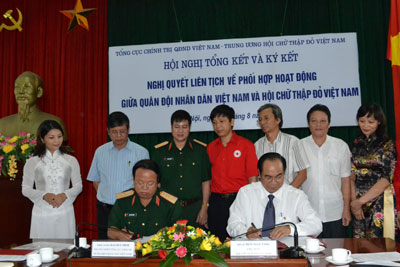 Ký kết Nghị quyết liên tịch giữa Quân đội nhân dân Việt Nam và Hội Chữ thập đỏ Việt Nam