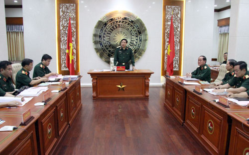 Đại tướng Phùng Quang Thanh làm việc tại BTL Quân khu 7