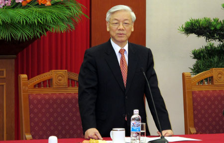 Tổng Bí thư Nguyễn Phú Trọng tiếp đoàn đại biểu dự Đại hội Công đoàn Quân đội lần thứ VIII