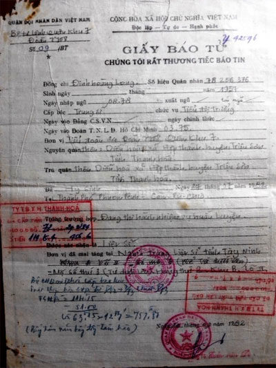 Tìm thông tin hai liệt sĩ Đoàn 7708