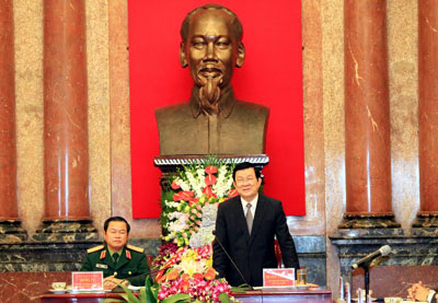 Chủ tịch nước Trương Tấn Sang làm việc với Bộ Quốc phòng về tình hình biên giới và công tác biên phòng