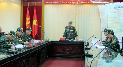 Binh đoàn 11 diễn tập chỉ huy tham mưu một bên hai cấp trên bản đồ có một phần thực binh