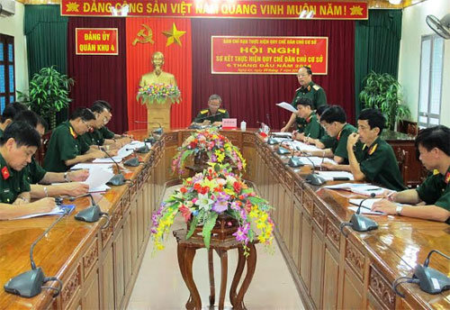 Quân khu 4: Sơ kết thực hiện Quy chế dân chủ cơ sở 6 tháng đầu năm 2014.