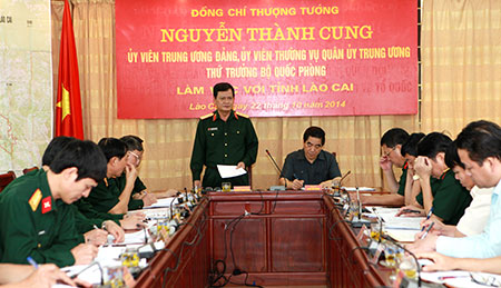 Thượng tướng Nguyễn Thành Cung làm việc tại tỉnh Lào Cai