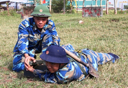 Chiến sĩ mới ở Lữ đoàn 131 Công binh Hải quân