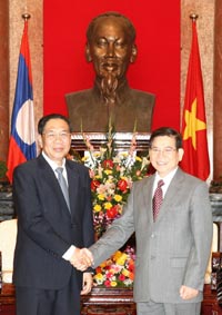 Chủ tịch nước Nguyễn Minh Triết tiếp Tổng bí thư, Chủ tịch nước CHDCND Lào