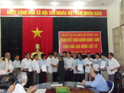 15 liệt sĩ đã về với thân nhân nhờ giám định ADN