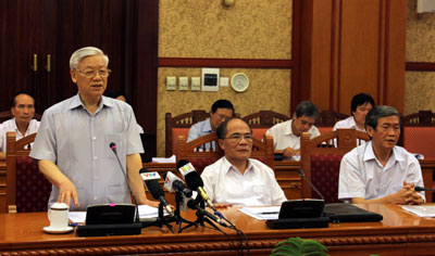 Tổng Bí thư Nguyễn Phú Trọng chủ trì phiên họp Tiểu ban văn kiện Đại hội XII của Đảng