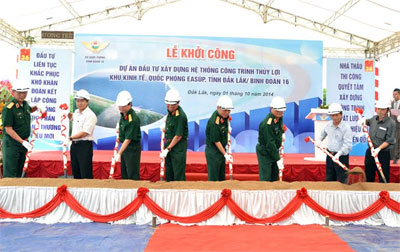 Binh đoàn 16 khởi công xây dựng hệ thống công trình thủy lợi 
