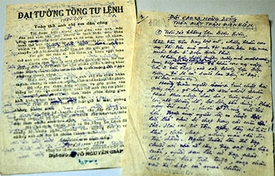 Bức thư của Đại tướng và bài báo viết tại mặt trận