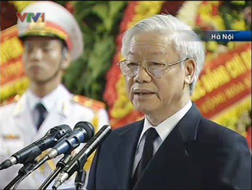 Tổng Bí thư Nguyễn Phú Trọng đọc Điếu văn Truy điệu Đại tướng Võ Nguyên Giáp (clip)