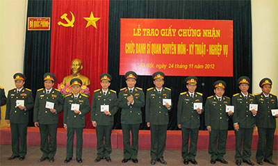 Trao Giấy chứng nhận chức danh sĩ quan chuyên môn, kỹ thuật và nghiệp vụ