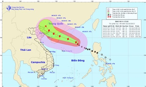 Tin bão số 4 trên Biển Đông 