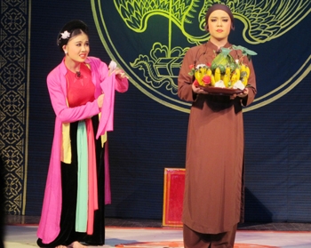 Vở diễn “Quan Âm Thị Kính” trên chiếu chèo quân đội