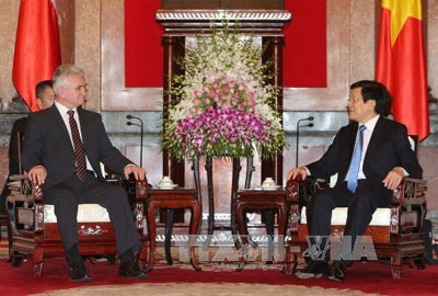 Chủ tịch nước Trương Tấn Sang tiếp Chủ tịch Thượng viện Séc Mi-lan Xtếch