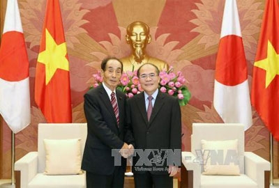 Chủ tịch Quốc hội Nguyễn Sinh Hùng tiếp Phó chủ tịch Thượng viện Nhật Bản