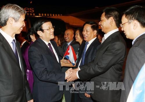 Chủ tịch nước Trương Tấn Sang đến La Ha-ba-na, bắt đầu thăm chính thức Cu-ba 