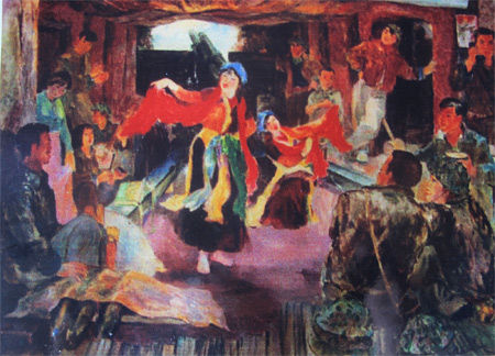 Bức tranh “Xuân trong hầm pháo Điện Biên”