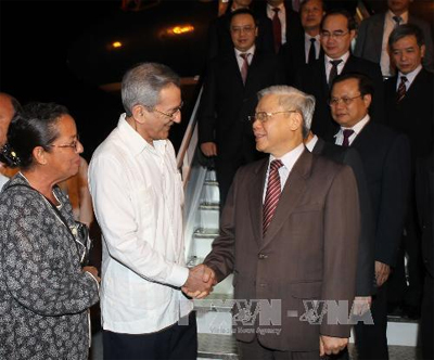 Tổng bí thư Nguyễn Phú Trọng bắt đầu thăm hữu nghị chính thức Cu-ba