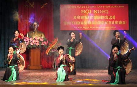 Hội Phụ nữ Nhà hát Chèo quân đội sơ kết điểm hoạt động