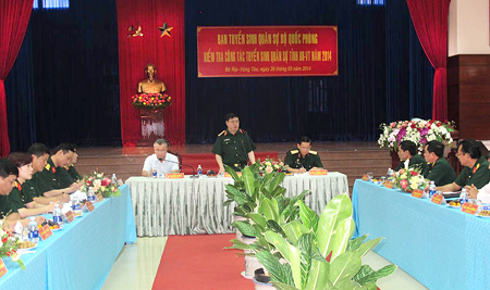 Kiểm tra công tác tuyển sinh quân sự tại Bà Rịa-Vũng Tàu
