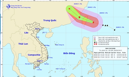 Vùng biển Đông Bắc khu vực Bắc Biển Đông có gió mạnh cấp 5, cấp 6