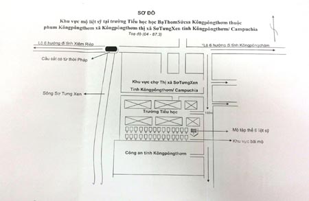 Thông tin khu vực mộ liệt sĩ tại Trường Tiểu học Bạ-thom-sức-ca Kông-pông-thơm (Cam-pu-chia)
