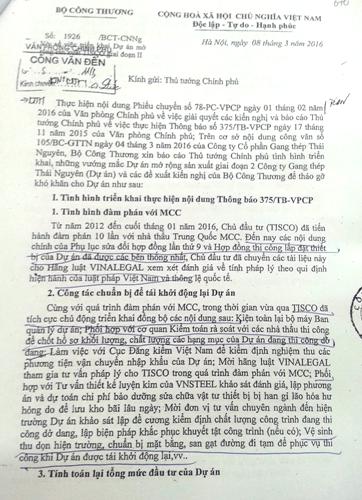 Công ty Cổ phần Gang thép Thái Nguyên: Dự án 