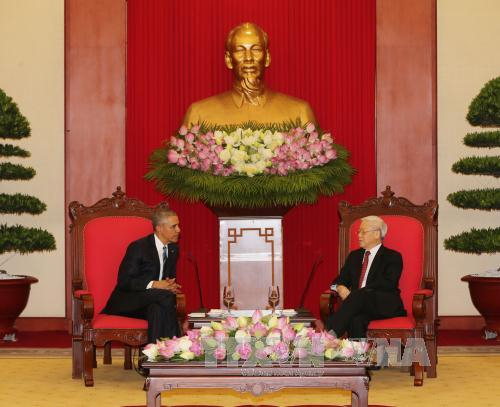 Tổng Bí thư Nguyễn Phú Trọng tiếp Tổng thống Hoa Kỳ Barack Obama 
