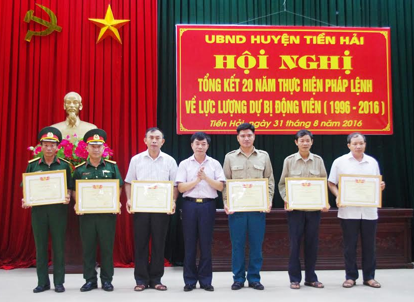 Huyện Tiền Hải tổng kết 20 năm thực hiện Pháp lệnh về lực lượng Dự bị động viên
