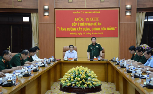 Quân ủy Trung ương tham gia ý kiến vào Đề án Tăng cường xây dựng, chỉnh đốn Đảng