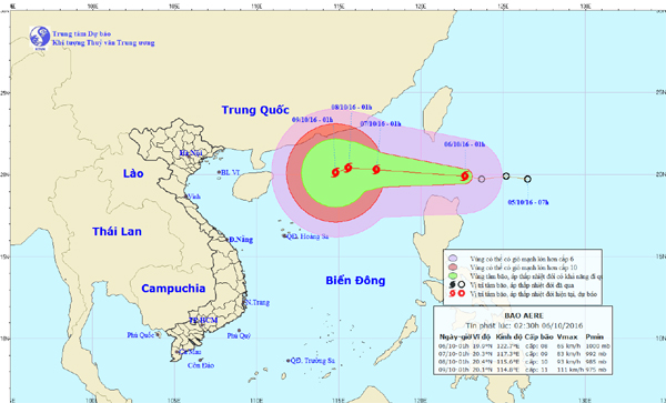 Áp thấp nhiệt đới mạnh lên thành bão có tên quốc tế là Aere
