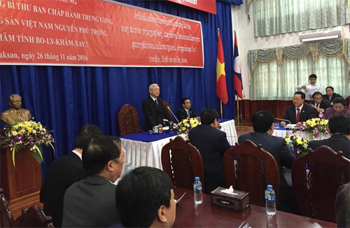 Tổng Bí thư Nguyễn Phú Trọng thăm tỉnh Bo-ly-khăm-xay (Lào)