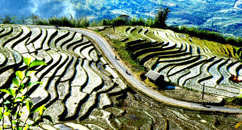 “Suối” bậc thang đang tích nước chuẩn bị cho mùa sau.