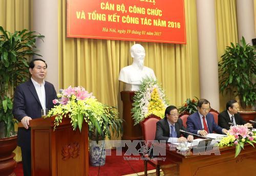 Chủ tịch nước Trần Đại Quang: Nâng cao chất lượng công tác tham mưu, phục vụ của Văn phòng Chủ tịch nước
