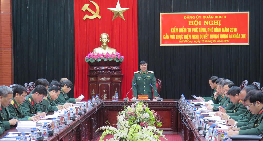 Đảng ủy Quân khu 3 kiểm điểm tự phê bình, phê bình, gắn với thực hiện Nghị quyết Trung ương 4, khóa XII