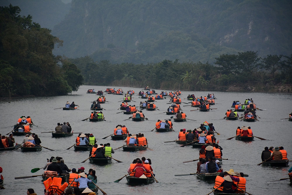 Hiện ở Tràng An có khoảng 2.500 chiếc đò để chở khách du lịch.