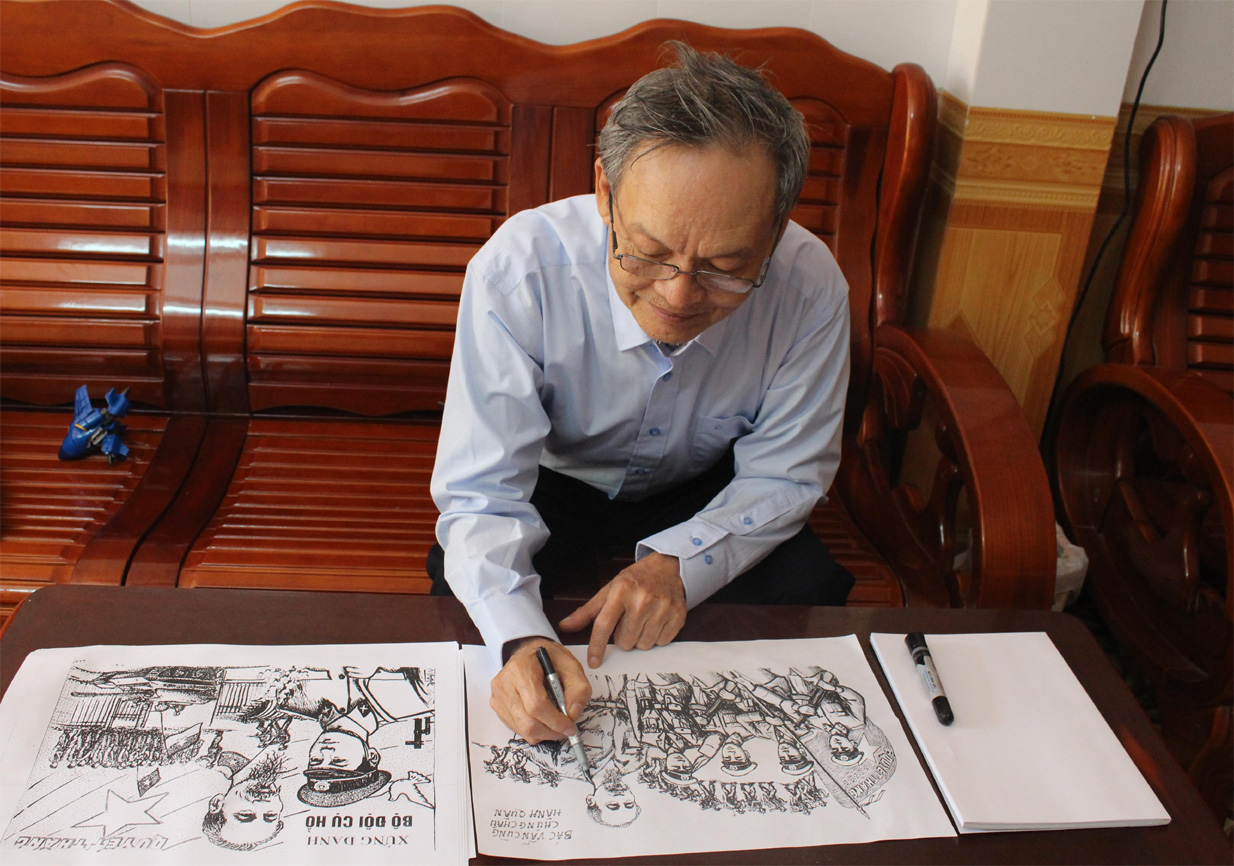 Cựu chiến binh say mê vẽ Bác Hồ
