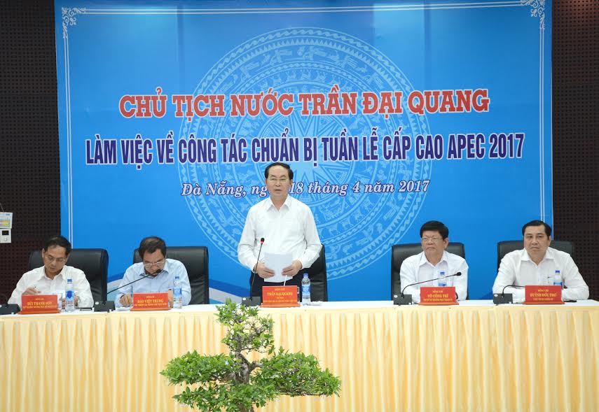 Chủ tịch nước Trần Đại Quang kiểm tra công tác chuẩn bị Tuần lễ Cấp cao APEC 2017 tại Đà Nẵng