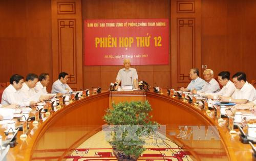 Phiên họp thứ 12, Ban Chỉ đạo Trung ương về phòng, chống tham nhũng