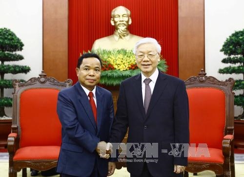Tổng Bí thư Nguyễn Phú Trọng tiếp Đoàn đại biểu Văn phòng Trung ương Đảng Nhân dân Cách mạng Lào 