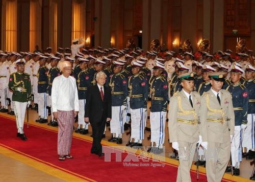 Tổng Bí thư Nguyễn Phú Trọng hội đàm với Tổng thống Myanmar Htin Kyaw