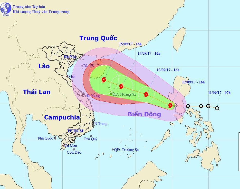 Áp thấp nhiệt đới mạnh lên thành bão số 10 trên Biển Đông